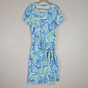 J Mclaughlin SM Elora Watercolor Coastal Dress Catalina Cloth Resortwear Cruise